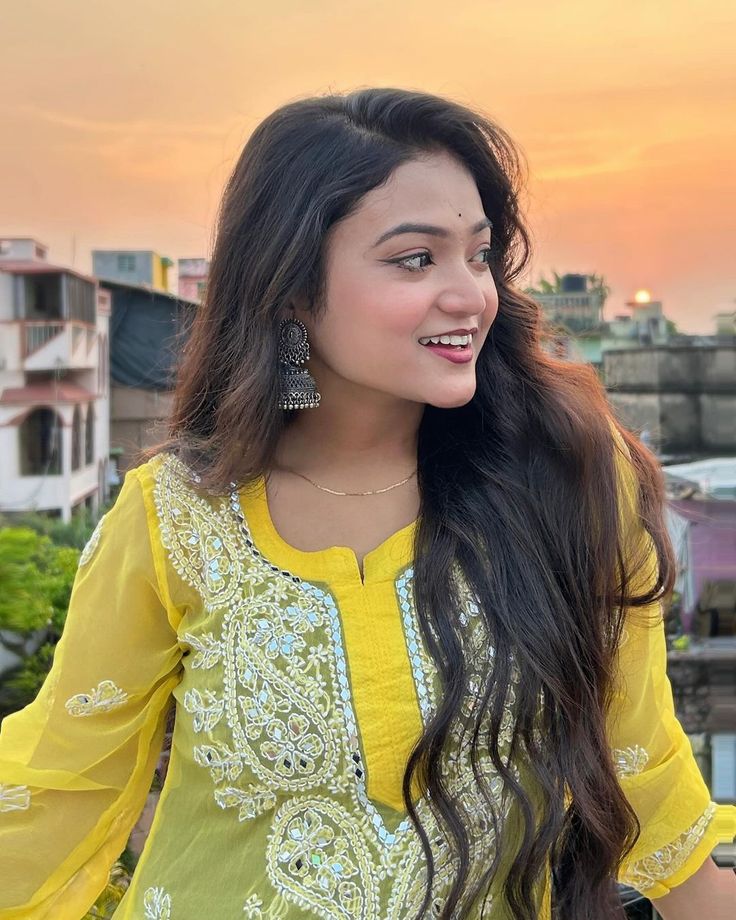 Premium Chikankari mirror work and Galaboty shirt (Yellow with inner )