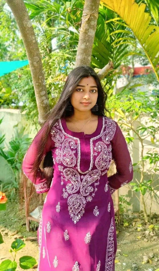 Premium Chikankari mirror work with Galaboty shirt (Mergenda with inner )