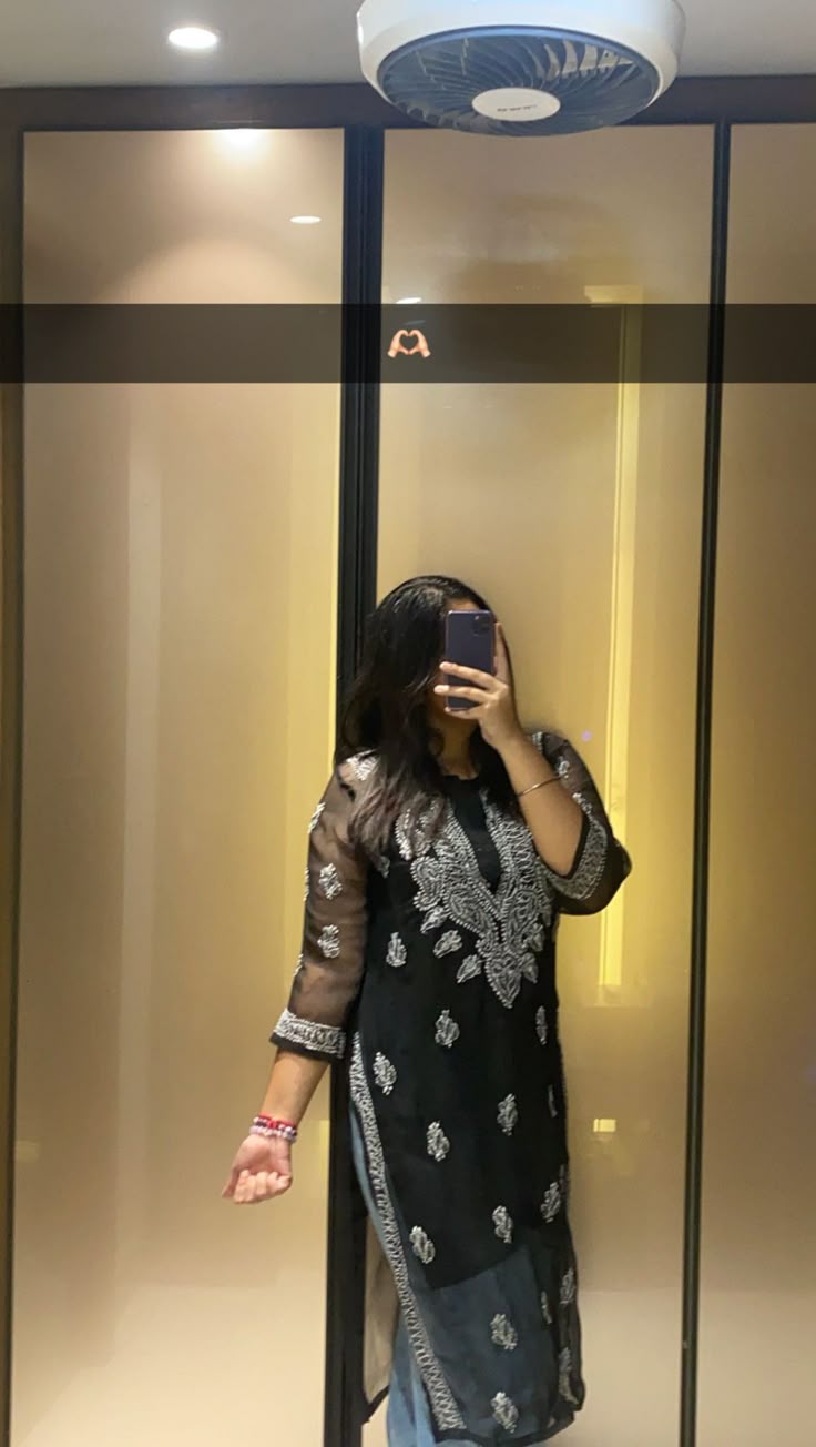 Premium Chikankari mirror work with Galaboty shirt (black with inner )