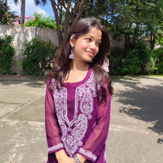 Premium Chikankari mirror work with Galaboty shirt (Mergenda with inner )