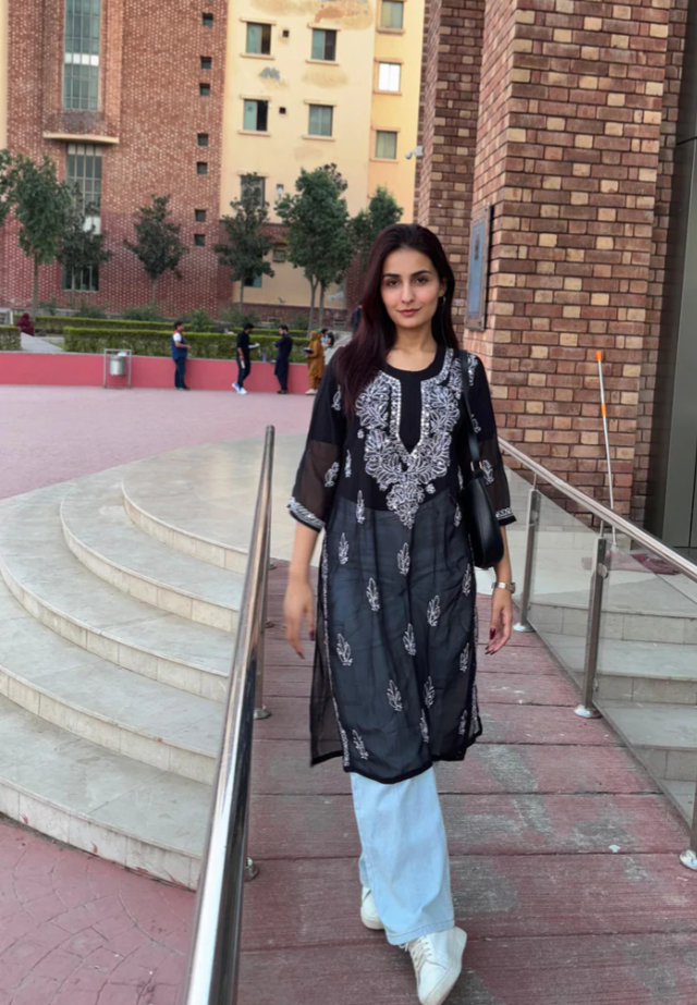 Premium Chikankari mirror work with Galaboty shirt (black with inner )